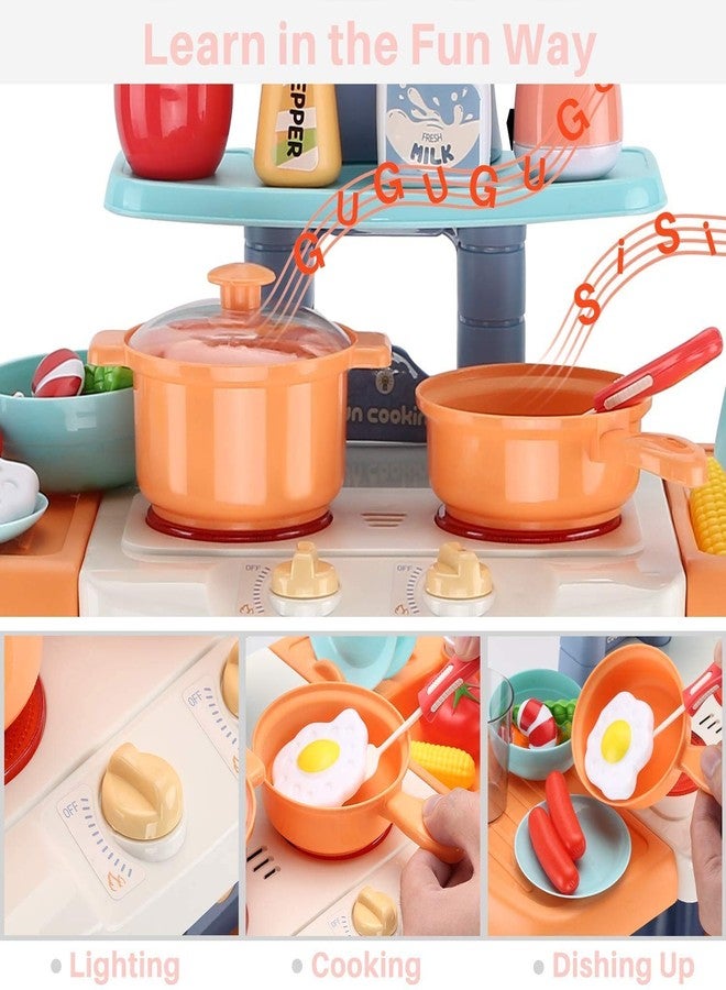 techtoy pretended 29-piece kitchen set, music,real water tap, actually fell of kitchen for your kids don,t miss it (29 pcs)-Pink - Image 3